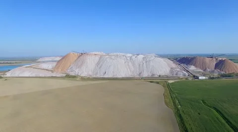 4k areal showing how work above potash mines is organized in Belarus Stock Footage 67548185