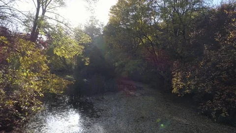 4k Arial drone footage of epic river tropical lagoon at sunset. Stock Footage 82029620