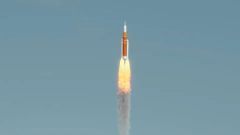 4K Artemis Rocket in flight soon after launch Stock Footage 217421731