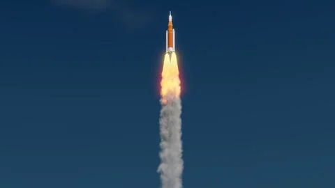 4K Artemis Rocket in flight soon after launch Stock Photos