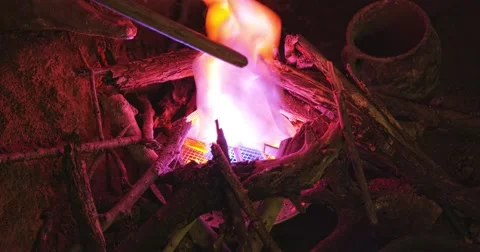 4K Artificial fire burning Stock Footage 45733339