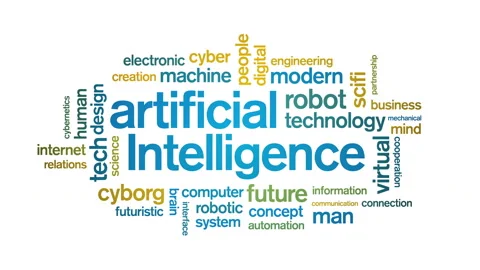 4k Artificial Intelligence Animated Tag AI Word Cloud,Text Design Animation. Stock Footage 107572055