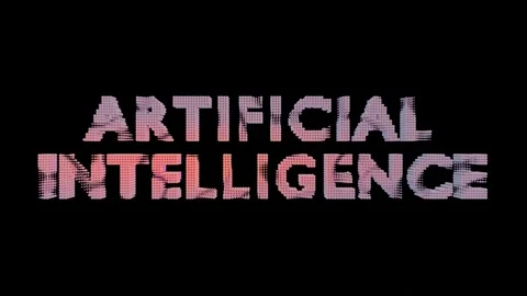4K Artificial Intelligence Pixelated Typography Neon Glow Digital Graphic Stock Footage 339267622