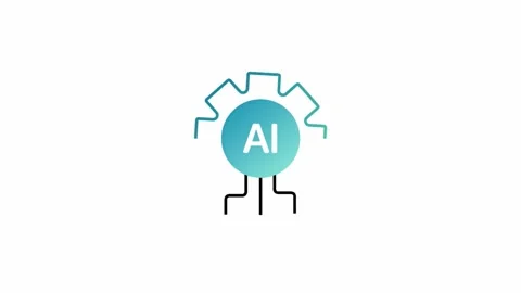 4K Artificial Intelligence Processing Gear Circuit Lines Icon Loop Stock Footage 339267625