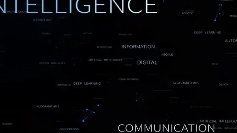 4k artificial intelligence word tag cloud,AI Related Terms,loop seamlessly. Stock Footage 109518007