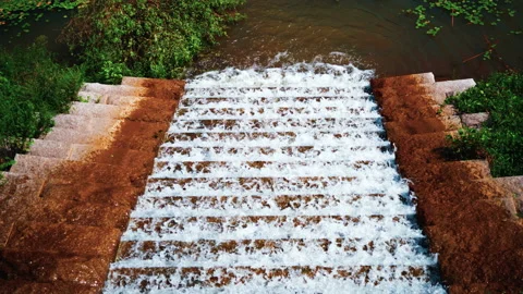 4k Artificial waterfall Stock Footage 139304734