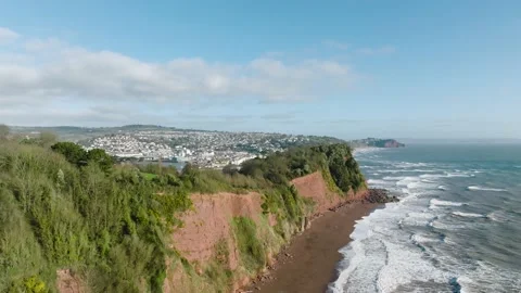 4K Ascending Flight at Ness Cove Shaldon on the South Devon Coast Stock Footage 171068196