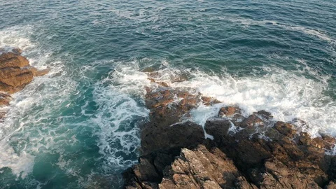 4K Ascending Pan Around Rocks at East Prawle on the South Devon Coast Stock Footage 112456926