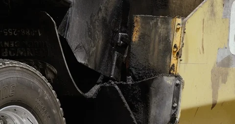 4K asphalt machine paving Stock Footage 112062202