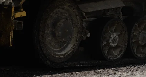 4K asphalt machine paving Stock Footage 112062248