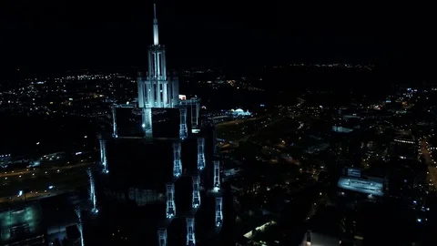 4k Atlanta aerial night skyscraper beauty shot 3 Stock Footage