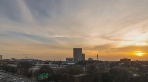 4K Atlanta, Georgia elevated timelapse dolly shot of city with sunset to night Stock Footage 61884259