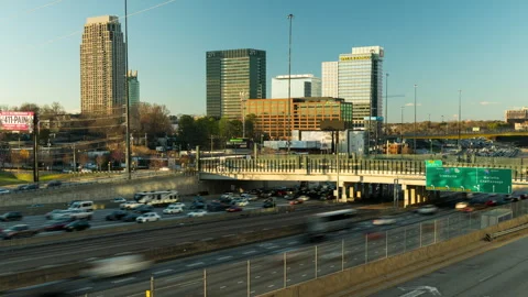 4K Atlanta, Georgia Timelapse Static Wide Day Atlantic Station with Traffic Stock Footage 260010500