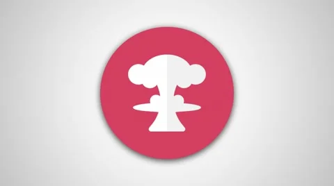 4K - Atomic bomb icon round logo symbol Stock Footage 61381958