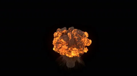 4K atomic huge explosion isolated on black Stock Footage 42567375