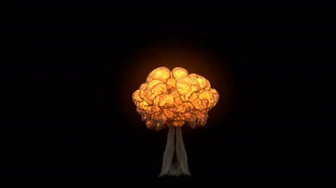 4K atomic huge explosion isolated on black Stock Footage 42703446