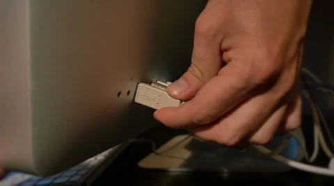 4K Attach USB Cable to Computer Detail 4328 Stock Footage 38139984