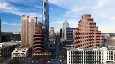 4K Austin Aerial Congress at Sunset Stock Footage 84982953