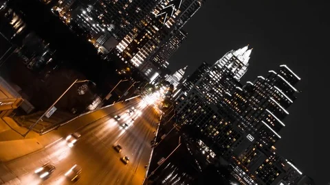 4K Austin Night Time Lapse Drone Aerial Cesar Chavez Stock Footage 126066296