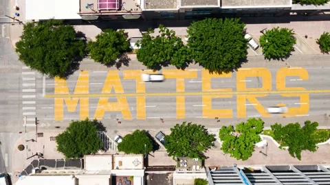 4K Austin Skyline Drone Time Lapse Black Austin Matters Hyperlapse Stock Footage 134746681