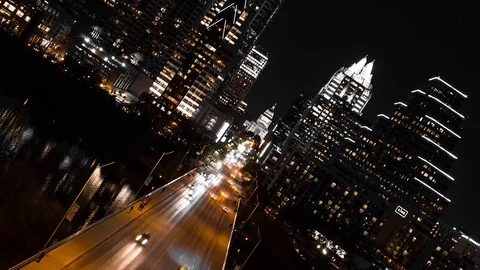 4K Austin Texas State Capitol Building Congress Bridge Drone Time Lapse Stock Footage 126066419