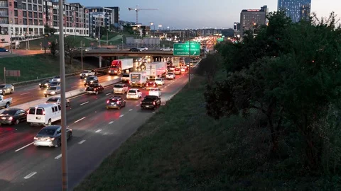 4K Austin Texas Sunset Traffic Time Lapse Hyperlapse Sunset Zoom In Stock Footage 105298911