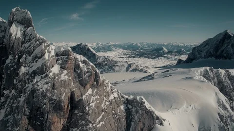 4K Austria Winter Mountain Snow Drone Flight Graded + LOG Video stock 104195033