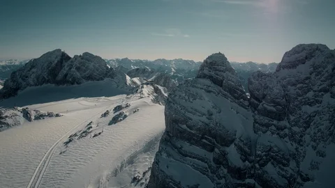 4K Austria Winter Mountain Snow Drone Flight Graded + LOG Stock Footage