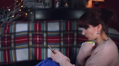 4k Authentic Shot of a Woman Looking and Searching in her Smart Phone Stock Footage