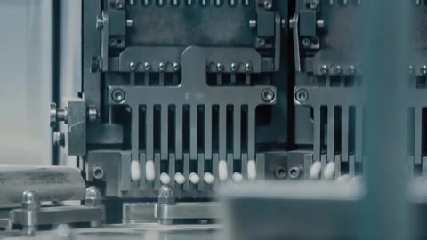 4K Automatic Capsule Filling Machine in Pharmaceutical Plant Stock Footage 327408790