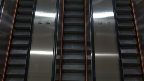 4k Automatic escalator For facilitating the ascending and changing levels Stock Footage 106198771