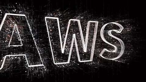 4k AWS word cloud,Amazon Web Services,binary computer code. Stock Footage 234839977