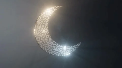 4K Background Eid Al Adha Mubarak and crescent moon Ramadan lantern and Stock Footage 270953438