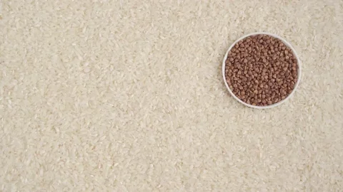 4K. The background of Fig. White grain. Ingredient, product for the cook. Stock Footage 131184778