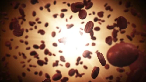 4k Background with flying coffe beans Stock Footage 113494011