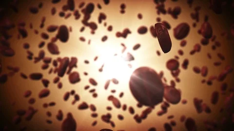 4k Background with flying coffee beans.good morning Stock-Footage 113493989