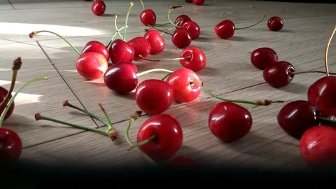 4K background fresh cherries on the table Video stock 111686698