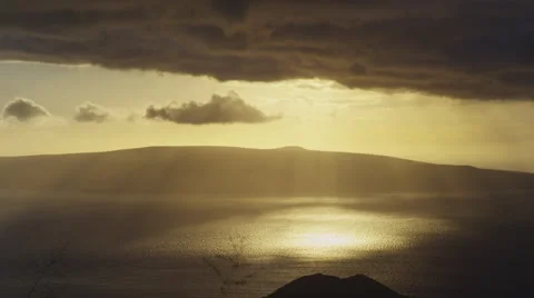 4K: Background Motion Plate God Rays From Sunset Lock Off Stock Footage 65793202