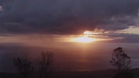 4K: Background Plate Vibrant Sunsetting Over Ocean Stock Footage 67520966