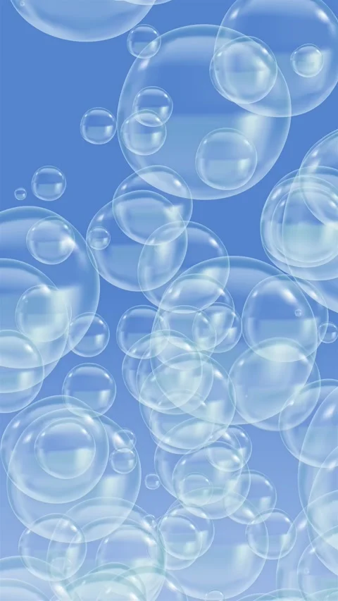 4K Background with rising soap bubbles. Soap bubbles burst in the air. Stock Footage 311435796