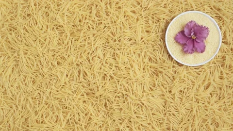 4K. Background of small vermicelli raw materials. Stock Footage 131184873