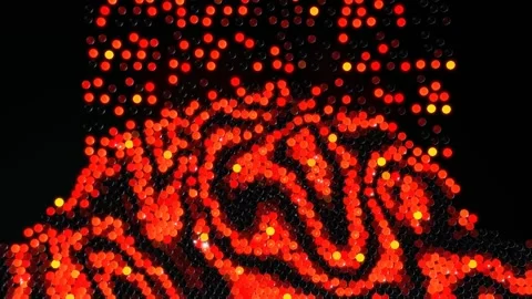 4k background spheres fall down and fill up screen. Balls light up and form Stock Footage 275012639