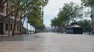 4K Barcelona Empty Ramblas And Columbus Monument, Coronavirus Pandemic In Spain Stock Footage