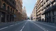 4K Barcelona Main Central Street, Coronavirus Outbreak, State Of Alarm Spain Stock Footage