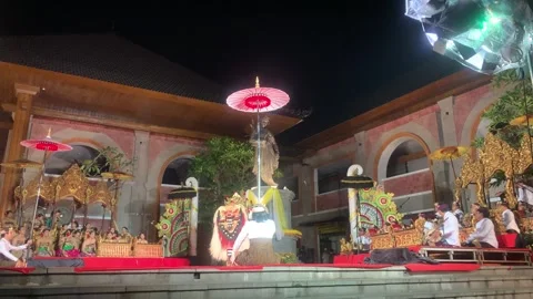 4K Barong Dance Performance Karya Agung Panyegjeg Bhumi Ceremony Ubud Bali Stock Footage 345711736