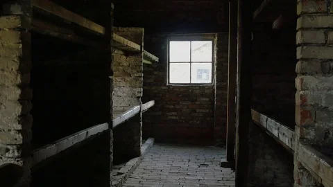 4K Barracks Window and Floor, Auschwitz Birkenau Poland, Concentration Camp Stock Footage 71652675