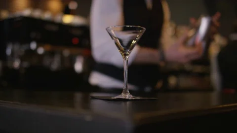 4K Bartender Prepares &amp; Serves A Fresh Cocktail For Customer Stock Footage 75740058