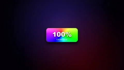 4K battery charging rainbow 0–100%, dark background Stock Footage 332217092