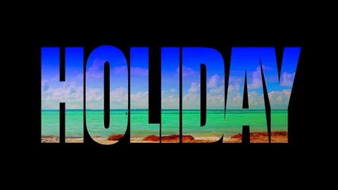 4K Beach Holiday Animated Text, Vacation Sand Sea and Blue Sky, Tourism Relax Stock Footage 72850324