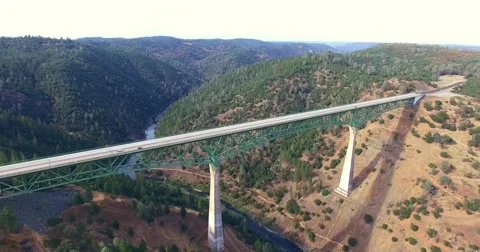 4K A beautiful arial view of a bridge Stock Footage 54004144